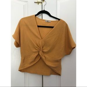 Yellow Zara crop blouse